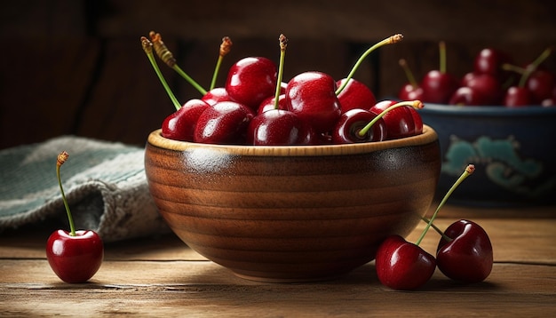 cerezas en un tazón tazón de cerezas