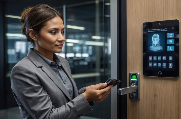 Foto la cerradura biométrica moderna de las puertas