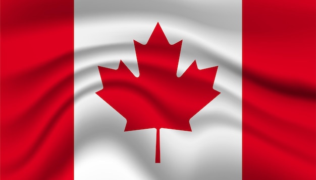 Cerrar bandera nacional de Canadá ondeando ilustración vectorial realista