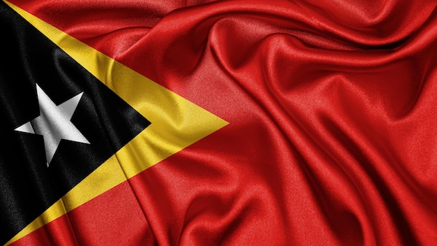 Cerrar la bandera de textura realista de Timor Leste