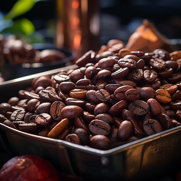 cerrar una bolsa llena de granos de café