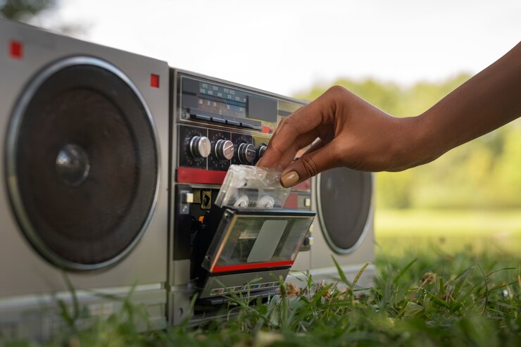 Foto cerrar en boombox vintage