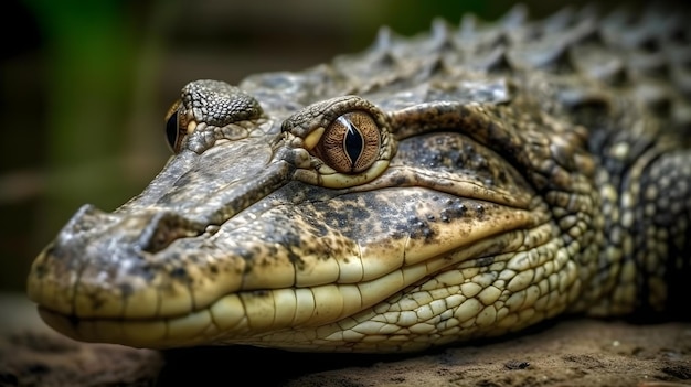 Cerrar la cara del cocodrilo en el suelo