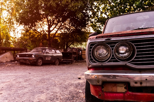 Foto cerrar coche retro faro