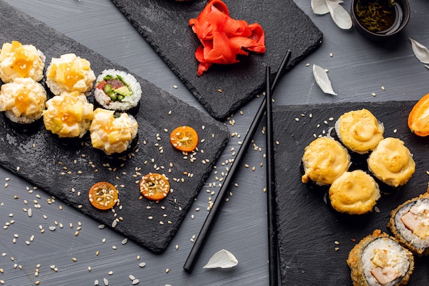 Cerrar el concepto de comida sashimi set