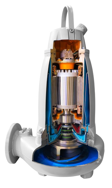 Cerrar detalle impulsor de sección transversal dentro de la bomba centrífuga vertical eléctrica o soplador para uso industrial