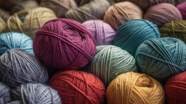 Cerrar diferentes bolas multicolores de hilo de lana Pasatiempo de tejer Fondo interior