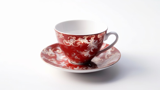 Cerrar enorme taza roja Taza roja para té aislado sobre fondo blanco Generativo Ai