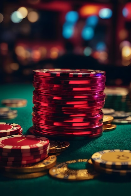 cerrar fichas de póquer en el casino