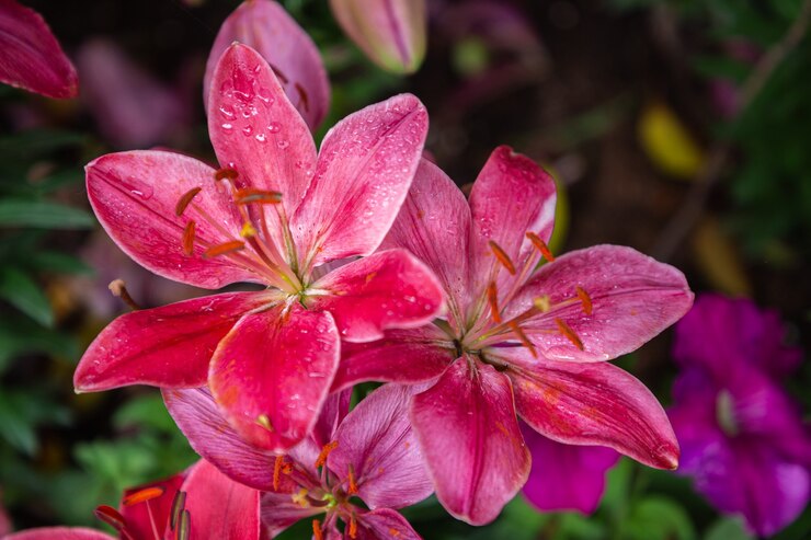 Cerrar la flor de lirio que florece en el jardín en primavera