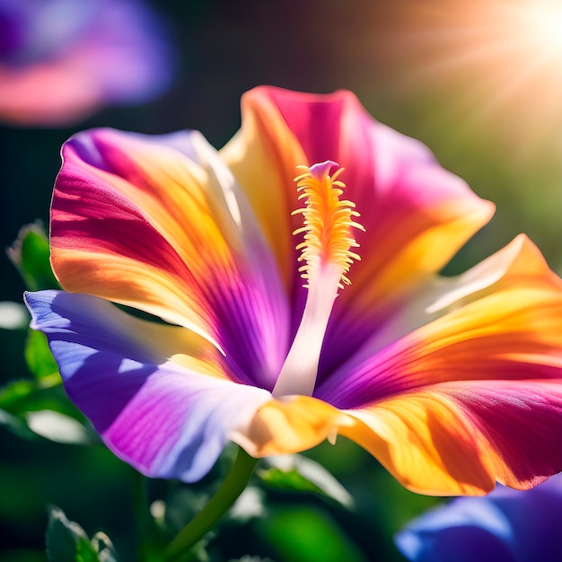 Cerrar una flor con pétalos multicolores