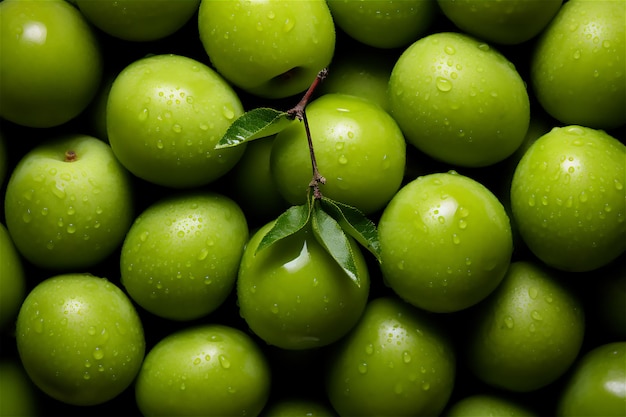 Cerrar fondo de ciruelas verdes