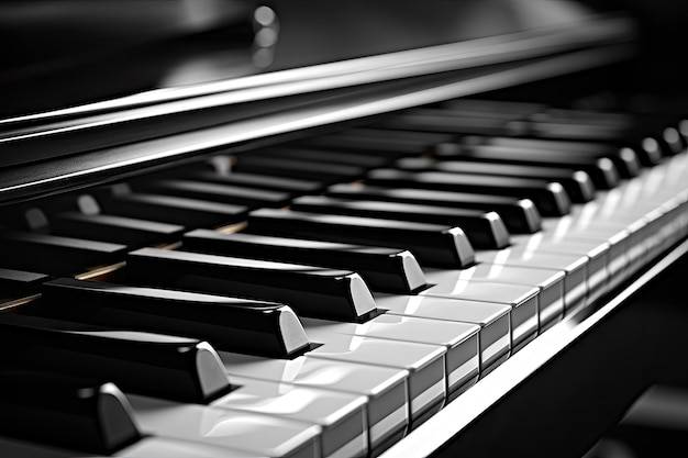 Cerrar foto de teclas de piano en blanco y negro