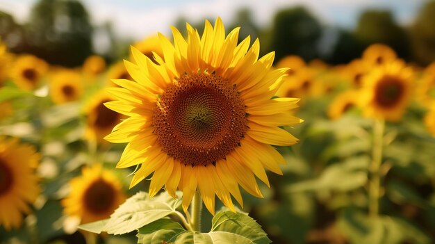 Cerrar girasoles en el campo