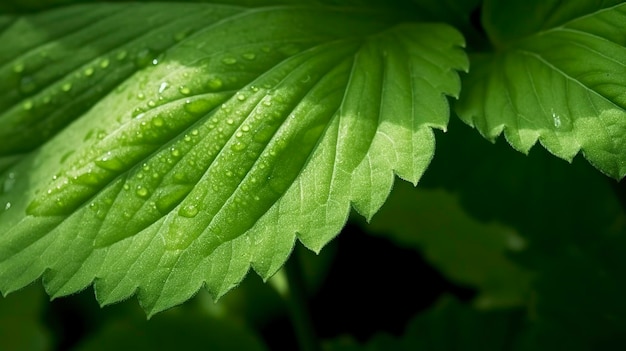 Cerrar en hojas verdes en la naturaleza generat ai