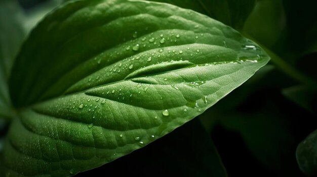 Cerrar en hojas verdes en la naturaleza generat ai