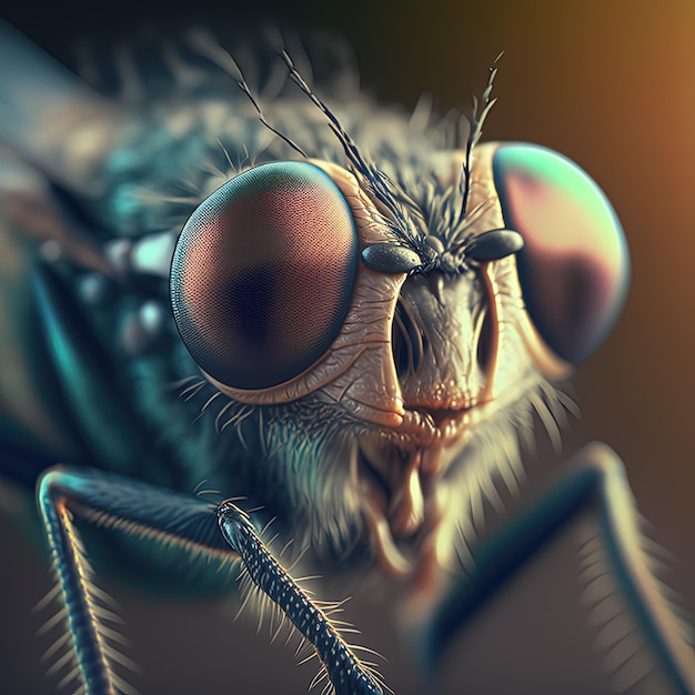 Cerrar imagen de una ilustración de macro de mosca muy precisa