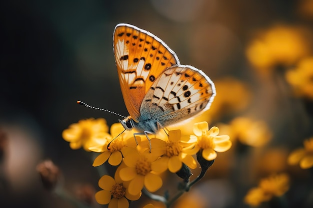 Cerrar imagen de una mariposa en una flor Generado ai