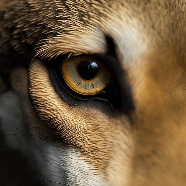 Cerrar imagen de ojos de lobo hermosa sesión macro Generative Ai