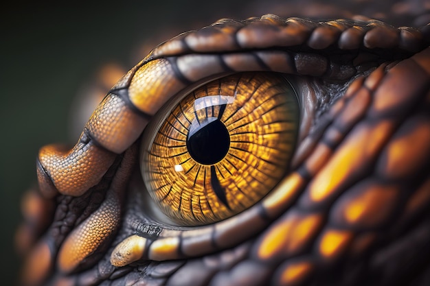 Cerrar imagen de un reptil ojo dragón ojo macro Generativo Ai