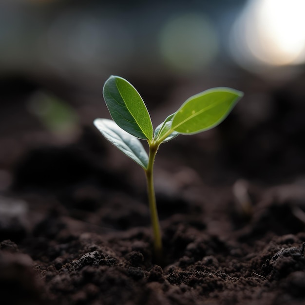 Cerrar la imagen del retoño de la planta es crecer ai generativo