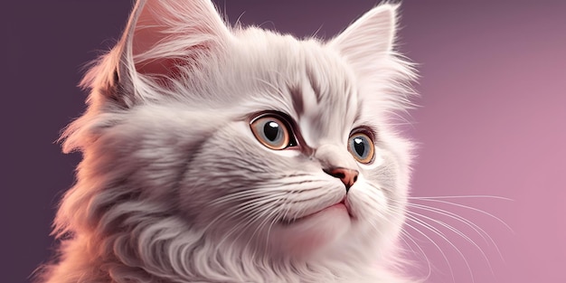 cerrar lindo gatito sobre fondo rosa pastel