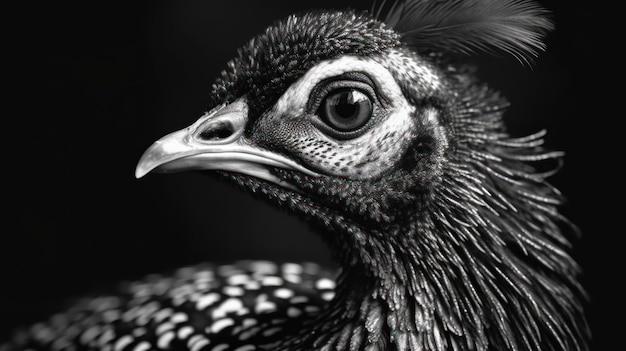 Foto cerrar macro pájaro pavo real look noir blanco y negro