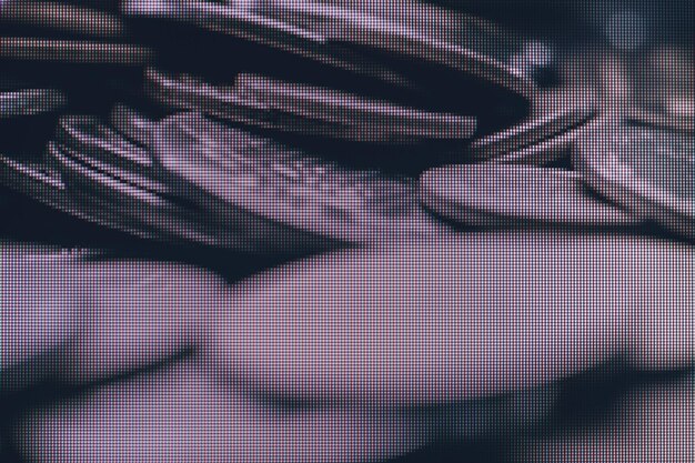 Cerrar las monedas de monedas Fondo de dinero Vista de fotografía macro Cerrar el píxel