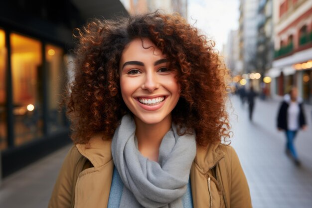 Cerrar retrato feliz amplia toothy sonriente hispano latino joven mujer étnica chica estudiante