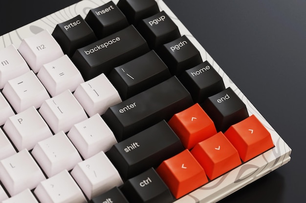 Cerrar teclado mecánico sobre fondo negro