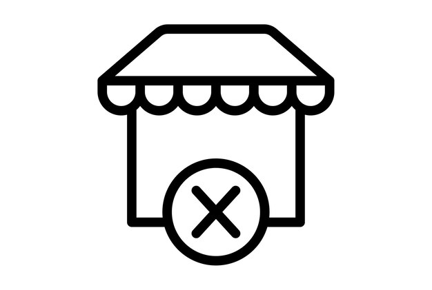 Cerrar tienda línea icono error aplicación símbolo negro X web signo