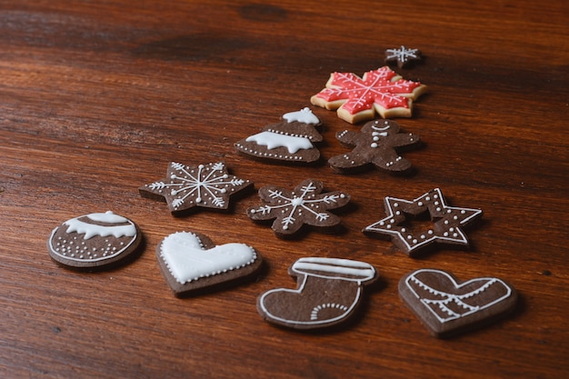 Cerrar la vista del árbol de Navidad hecho de galletas