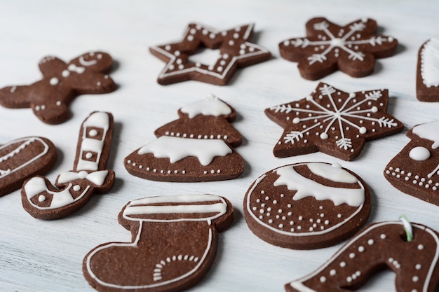 Cerrar vista de coloridas galletas de Navidad