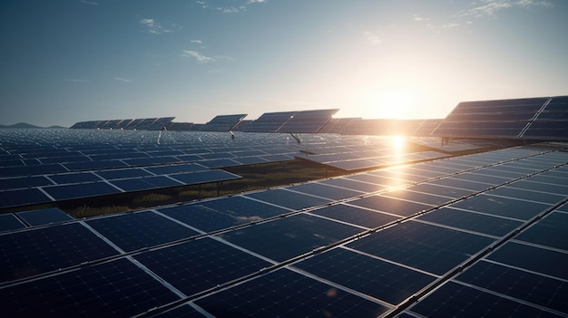 Cerrar vista de paneles solares en granja solar