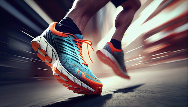 Cerrar zapatillas para correr Entrenamiento al aire libre Deporte atleta corredor entrenamiento Estilo de vida saludable