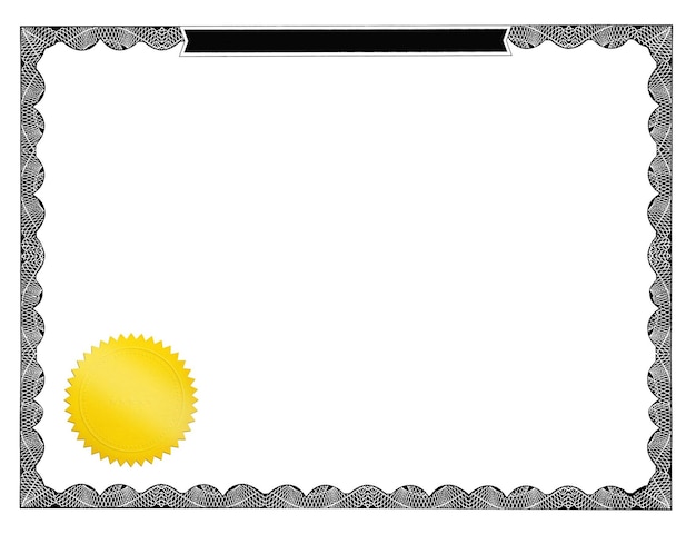 Certificado en blanco con sello de oro