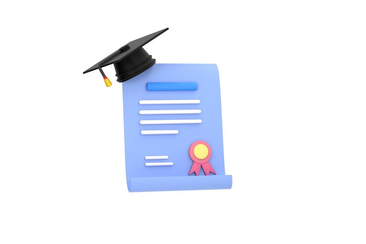 Foto certificado de graduação de conceitos de concessão de prêmio de realização com selo e laço de fita