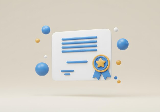 Certificado de logro Renderizado en 3D