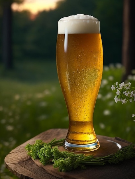 Cerveja dourada gelada Generate AI