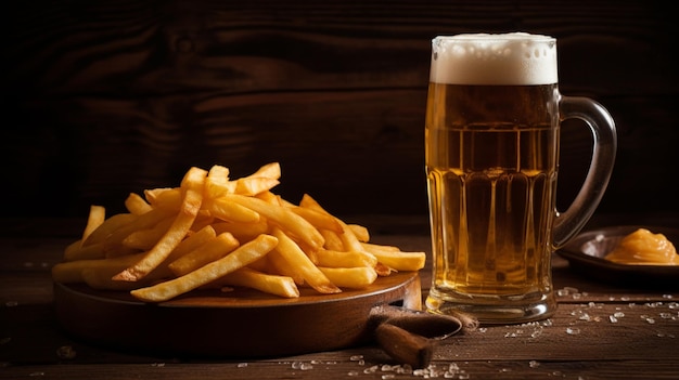 Cerveja e batatas fritas