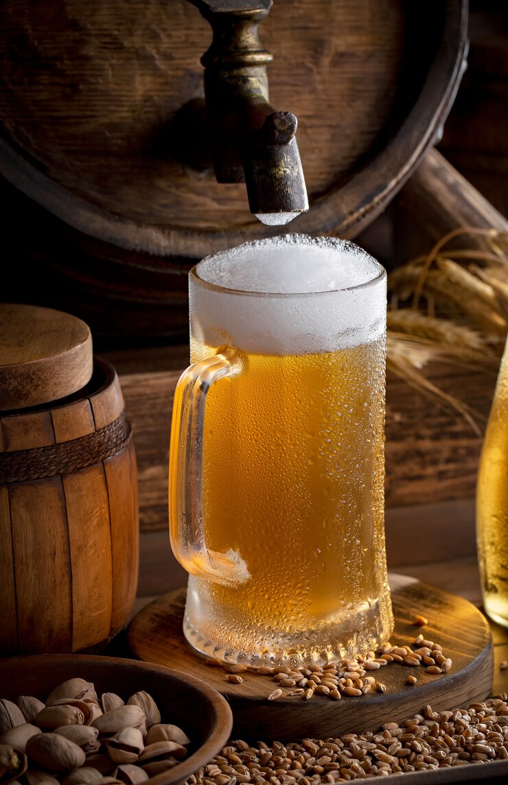 Cerveja light em um copo na mesa