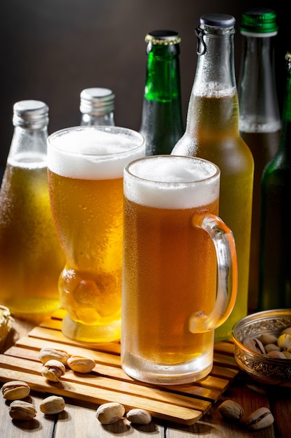 Cerveja light em um copo na mesa