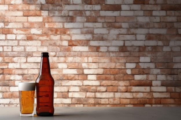 Cerveja perto da parede de tijolos