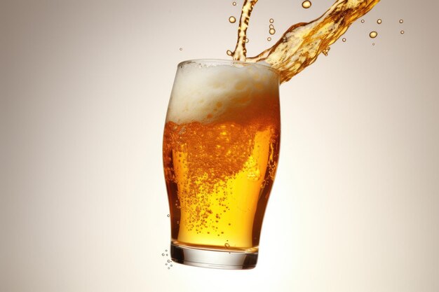 Cerveja sendo derramada em um copo de bar