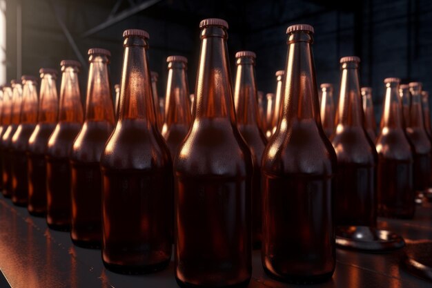Foto cervejaria de garrafa de cerveja de vidro marrom criada com tecnologia de ia generativa