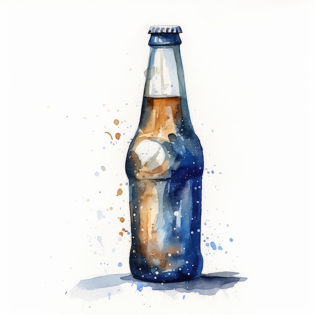 Cerveza acuarela ilustración generativa ai