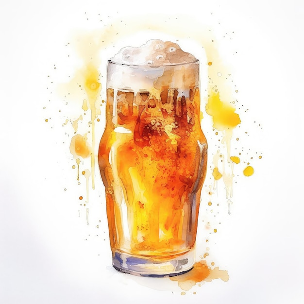 Cerveza acuarela ilustración generativa ai