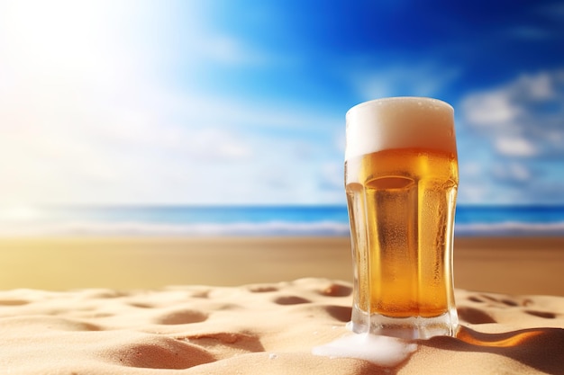 Cerveza en la playa de verano