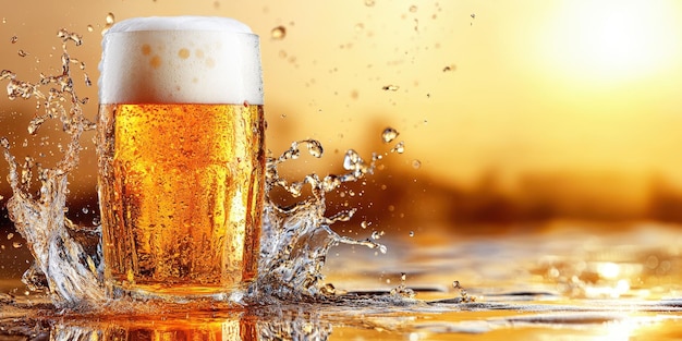 Una cerveza refrescante al atardecer