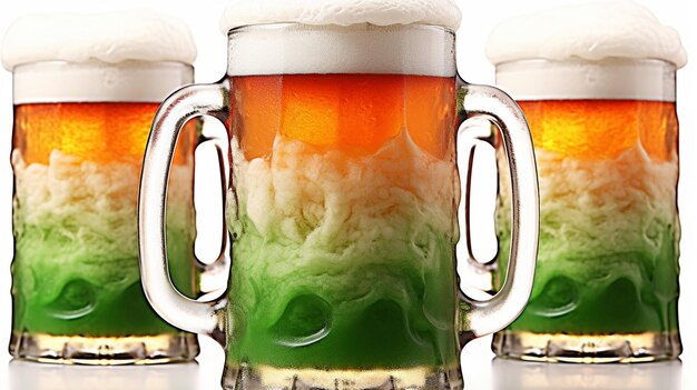 cerveza en una taza de espuma y salpicaduras de vasos con cerveza